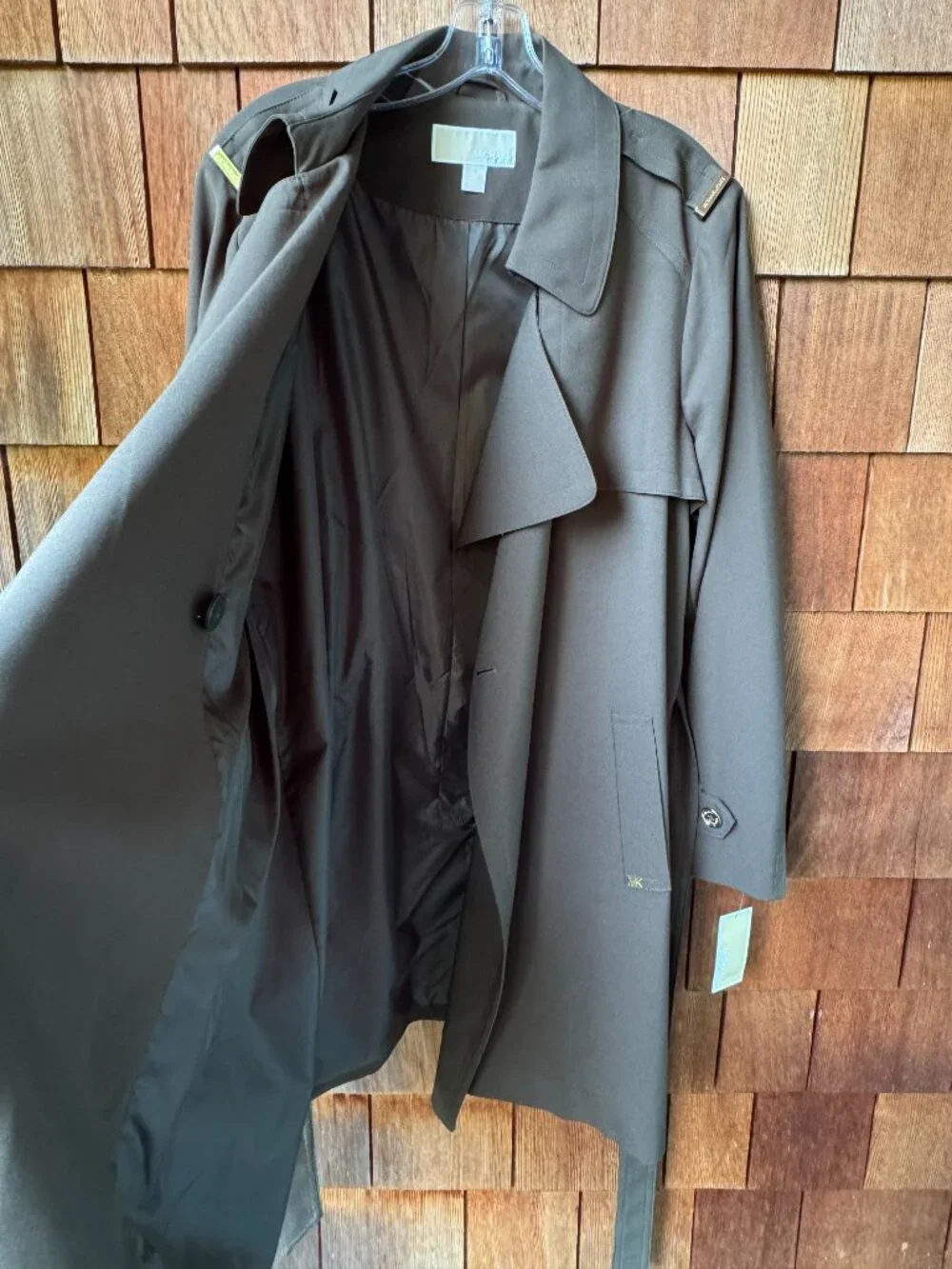 NWT Michael Kors Olive Green Wrap Belted Trench Coat in Women's X-Large